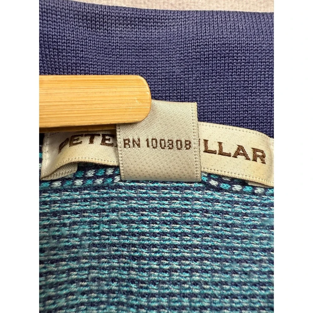 VTG Peter Millar Polo Shirt Mens M Blue‎ 100% Cotton Textured Knit Made in Korea - Picture 11 of 15